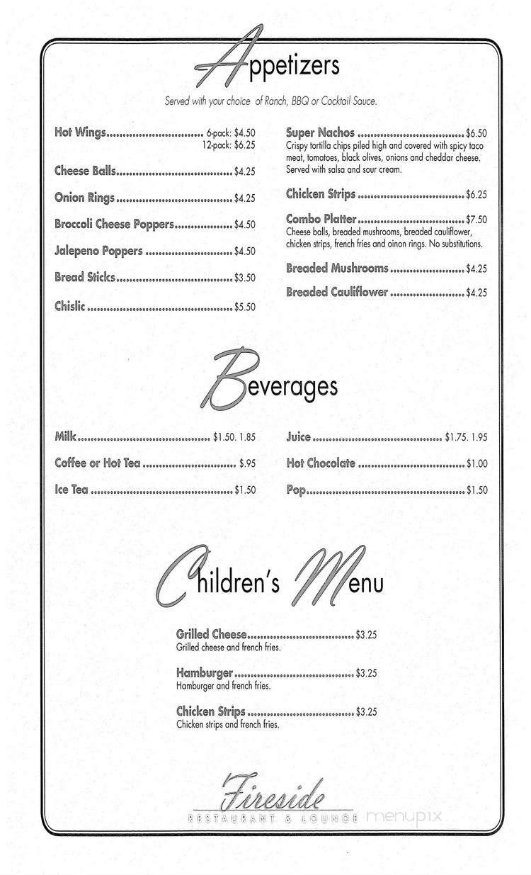 Fireside Restaurant & Lounge - Brookings, SD menu_pic
