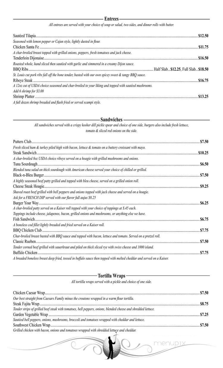Putters Bar & Grill - Maryville, IL menu_pic