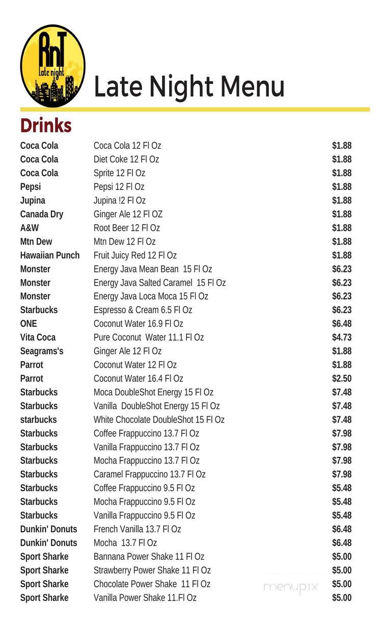 RnT Late Night - Miami, FL menu_pic