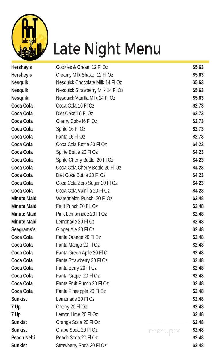RnT Late Night - Miami, FL menu_pic