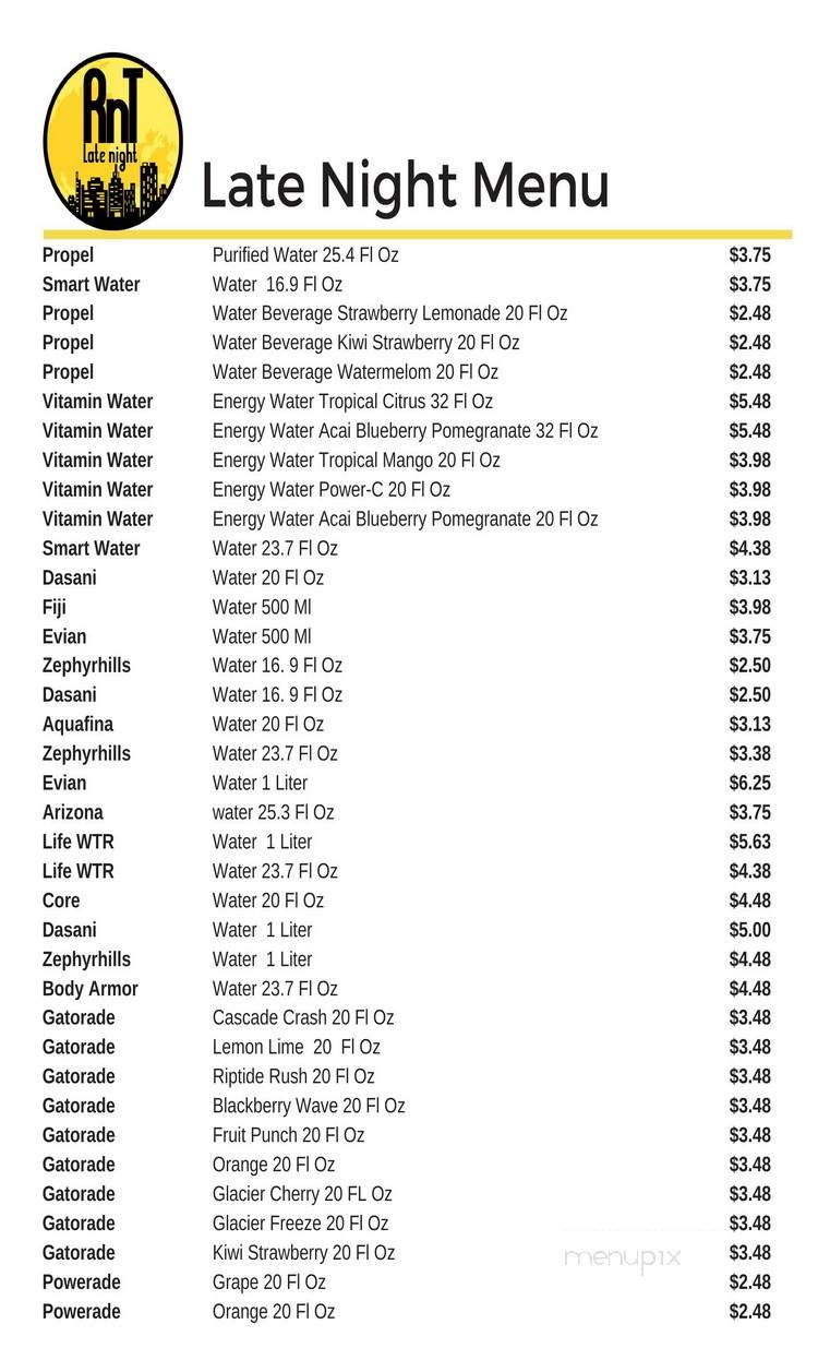 RnT Late Night - Miami, FL menu_pic