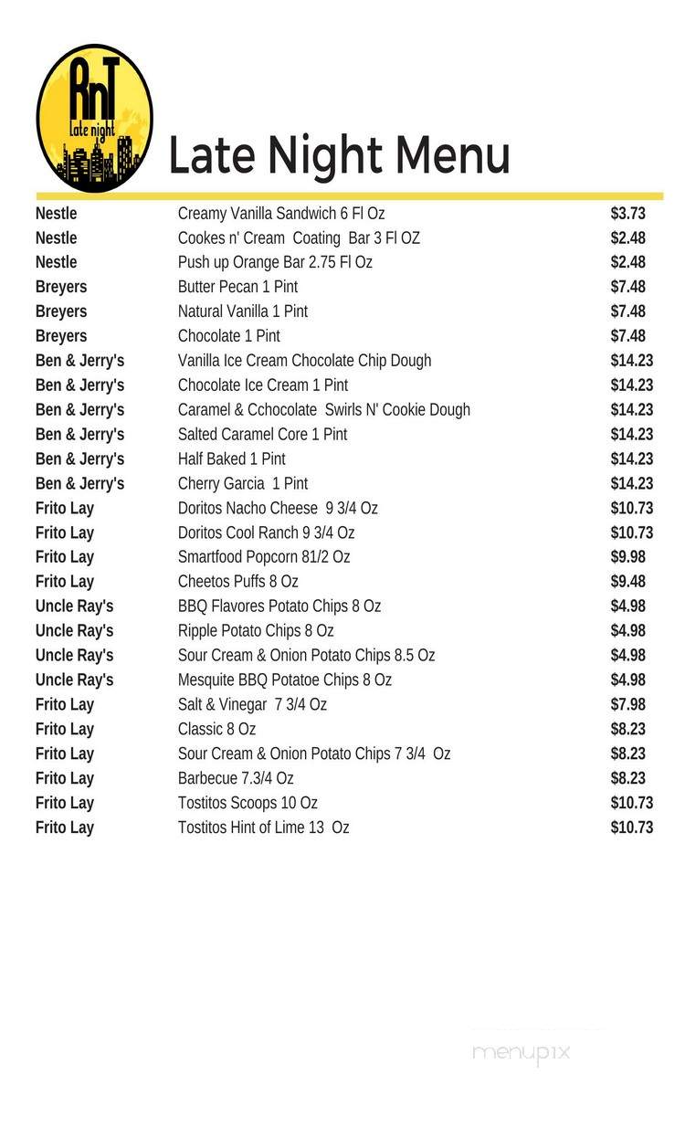RnT Late Night - Miami, FL menu_pic