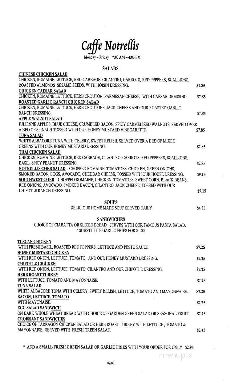 Cafe Notrellis - Irwindale, CA menu_pic