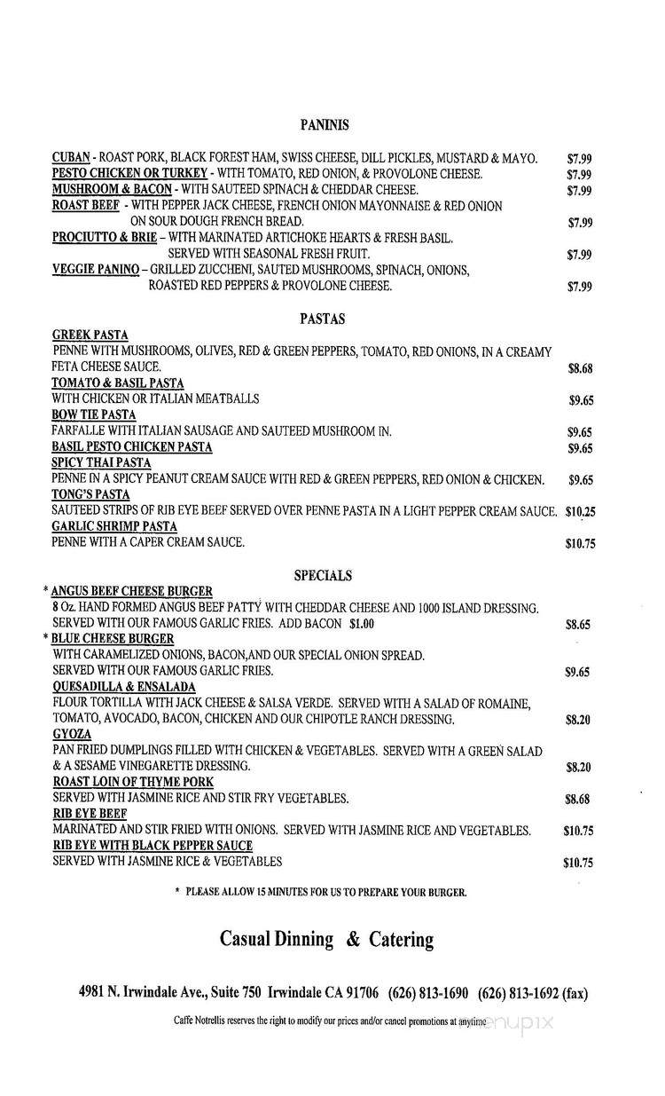 Cafe Notrellis - Irwindale, CA menu_pic