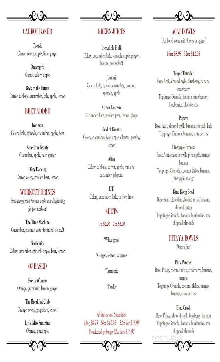 Juicilicious Juice Bar - Dana Point, CA menu_pic