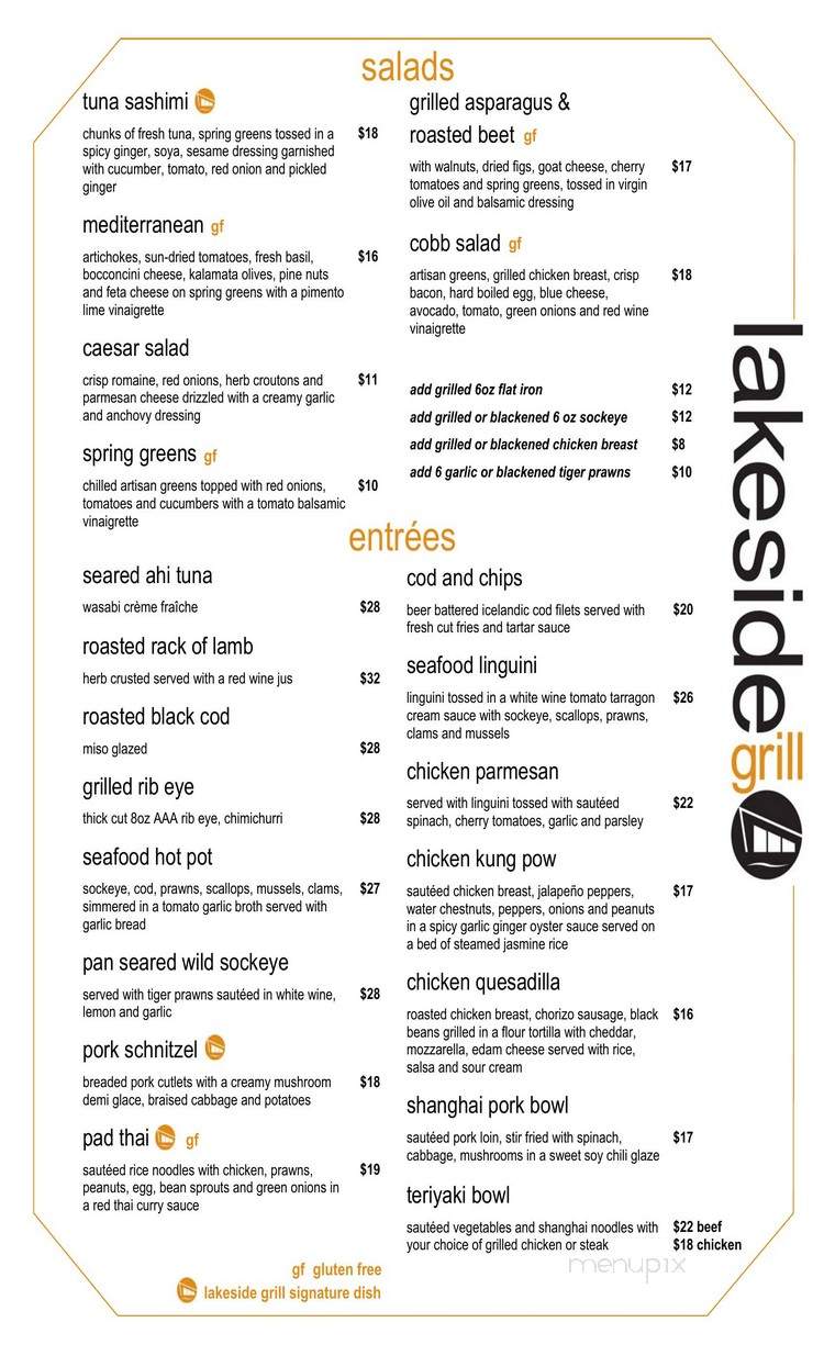 Menu of Lakeside Grill At Mayfair Lakes in Richmond, BC V6V 1R7