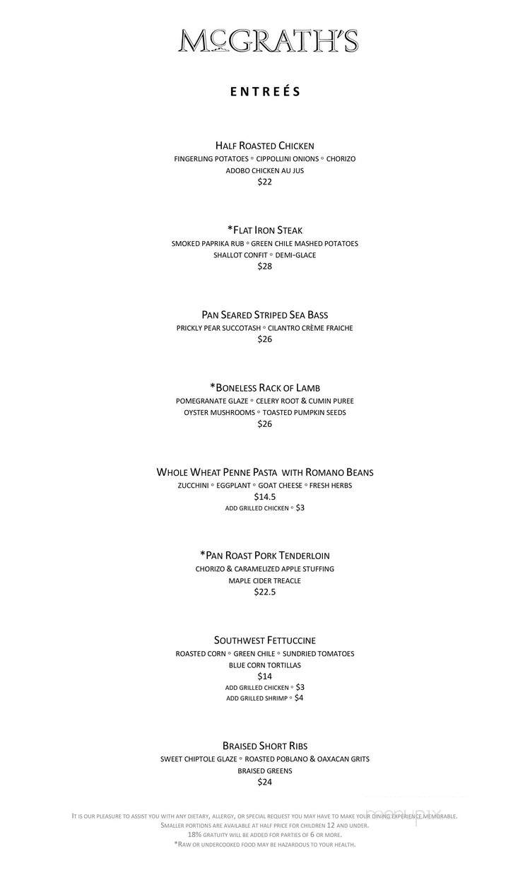 McGrath's Bar & Grill - Albuquerque, NM menu_pic