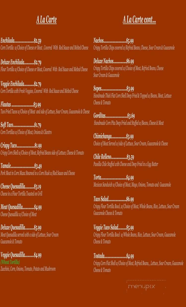 Burrito Azteca - San Jose, CA menu_pic
