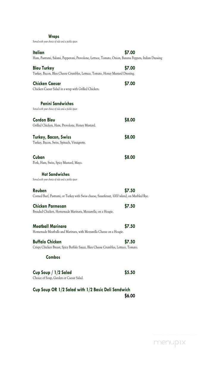 Underground Cafe - Madison, GA menu_pic