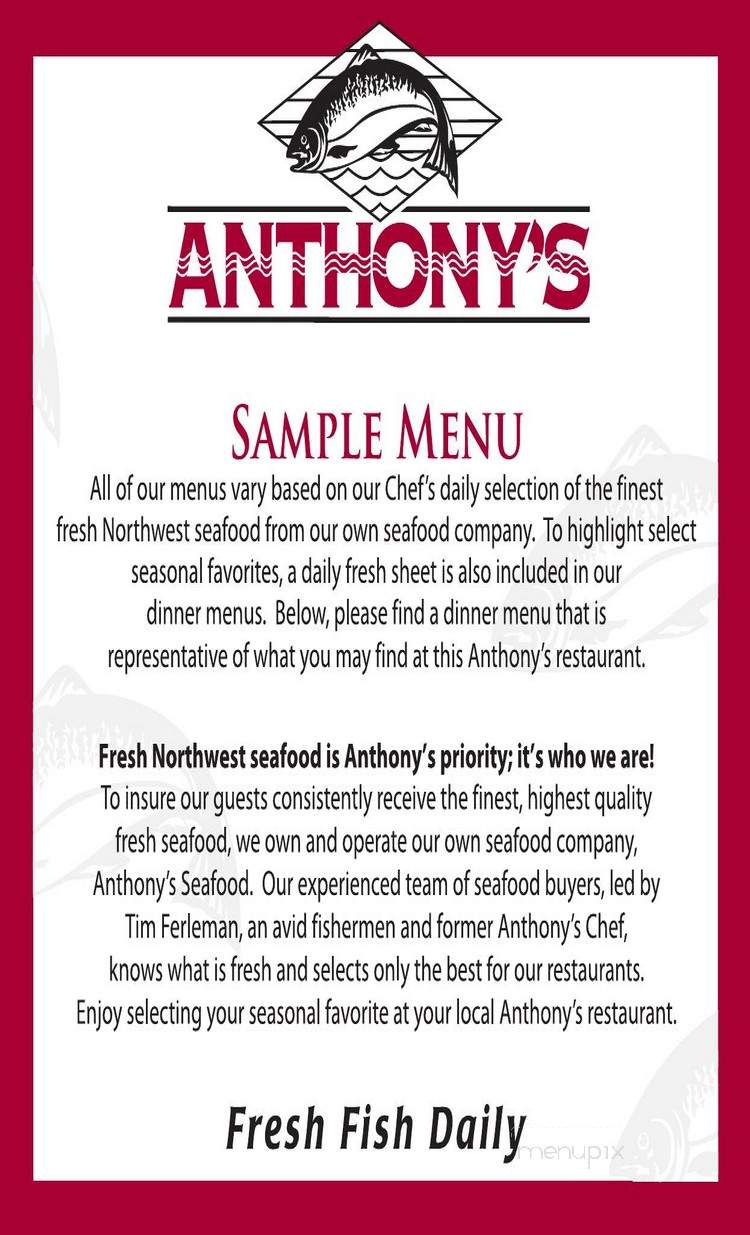 Anthony's Fish Bar - Lynnwood, WA menu_pic
