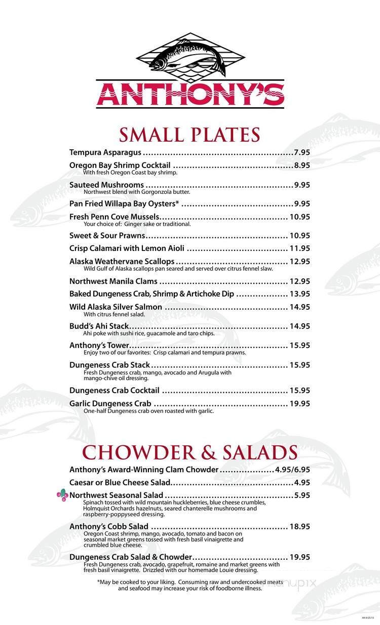 Anthony's Fish Bar - Lynnwood, WA menu_pic