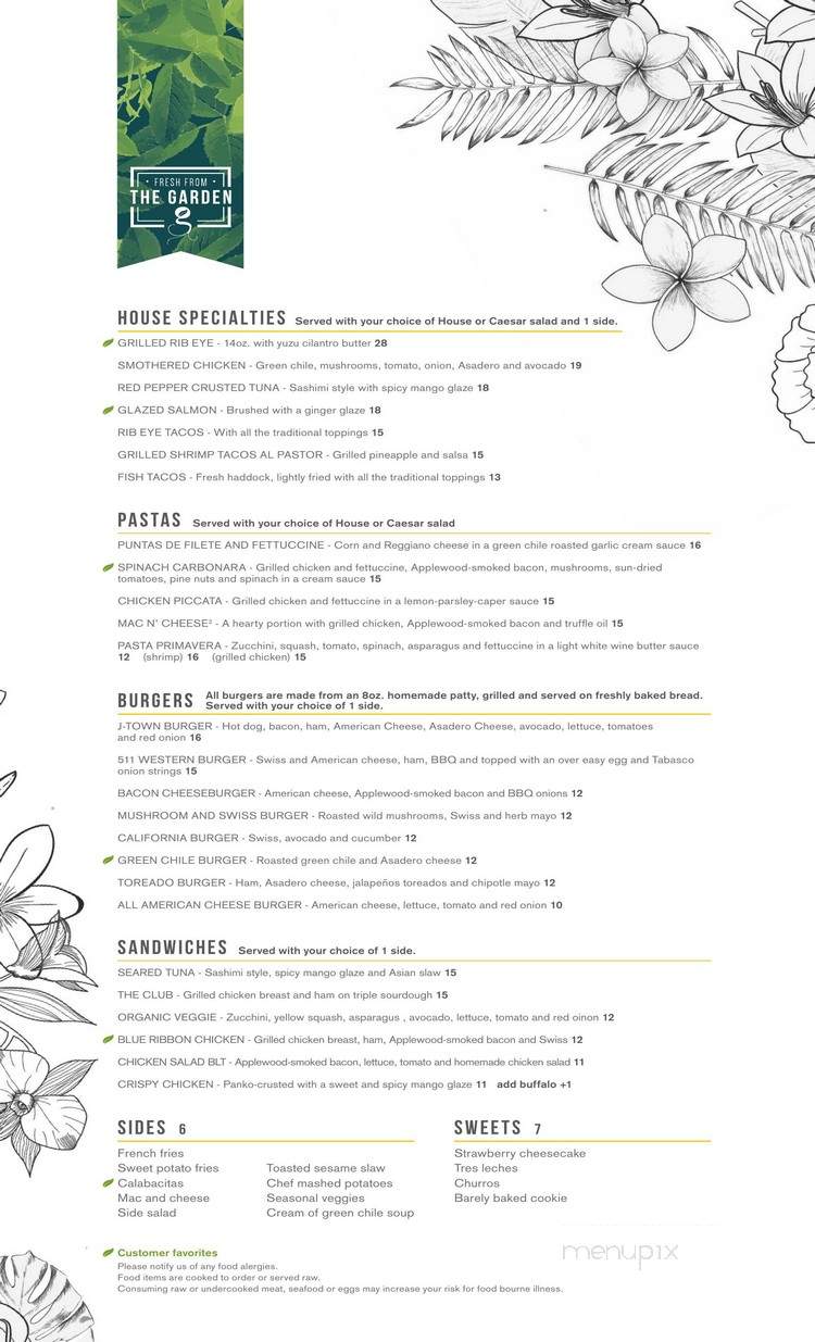 The Garden Restaurant & Bar - El Paso, TX menu_pic