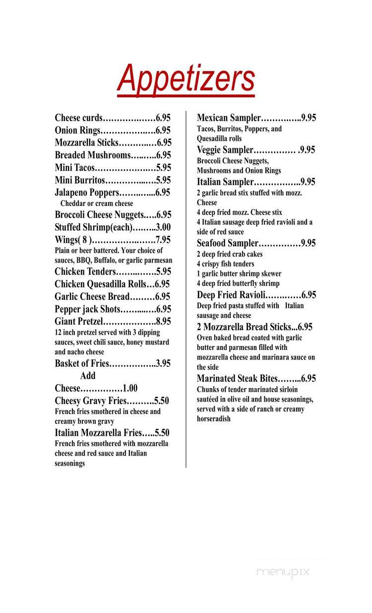 Johnny B's Lakeshore Grill & Pizza - Couderay, WI menu_pic