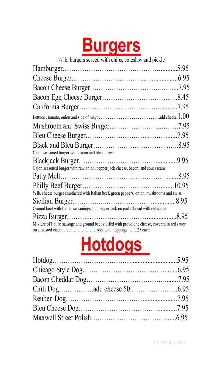 Johnny B's Lakeshore Grill & Pizza - Couderay, WI menu_pic