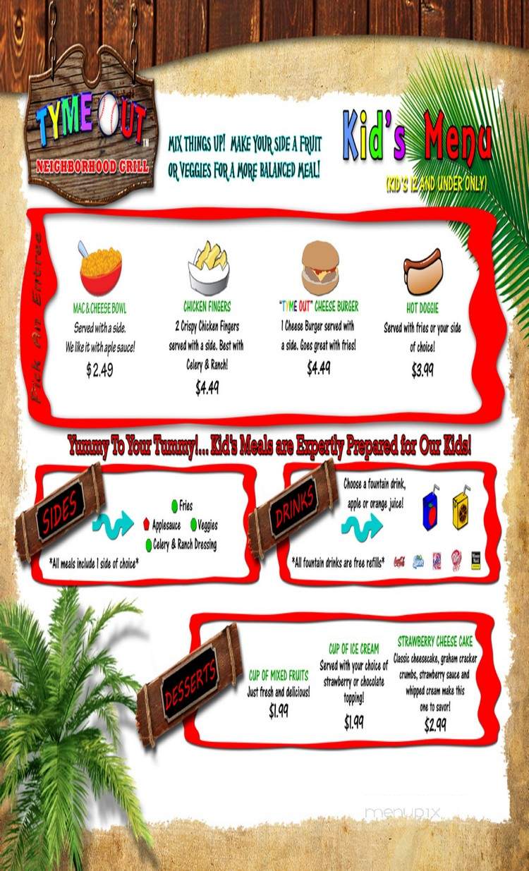 Tyme Out Neighborhood Grill - Palmetto, GA menu_pic