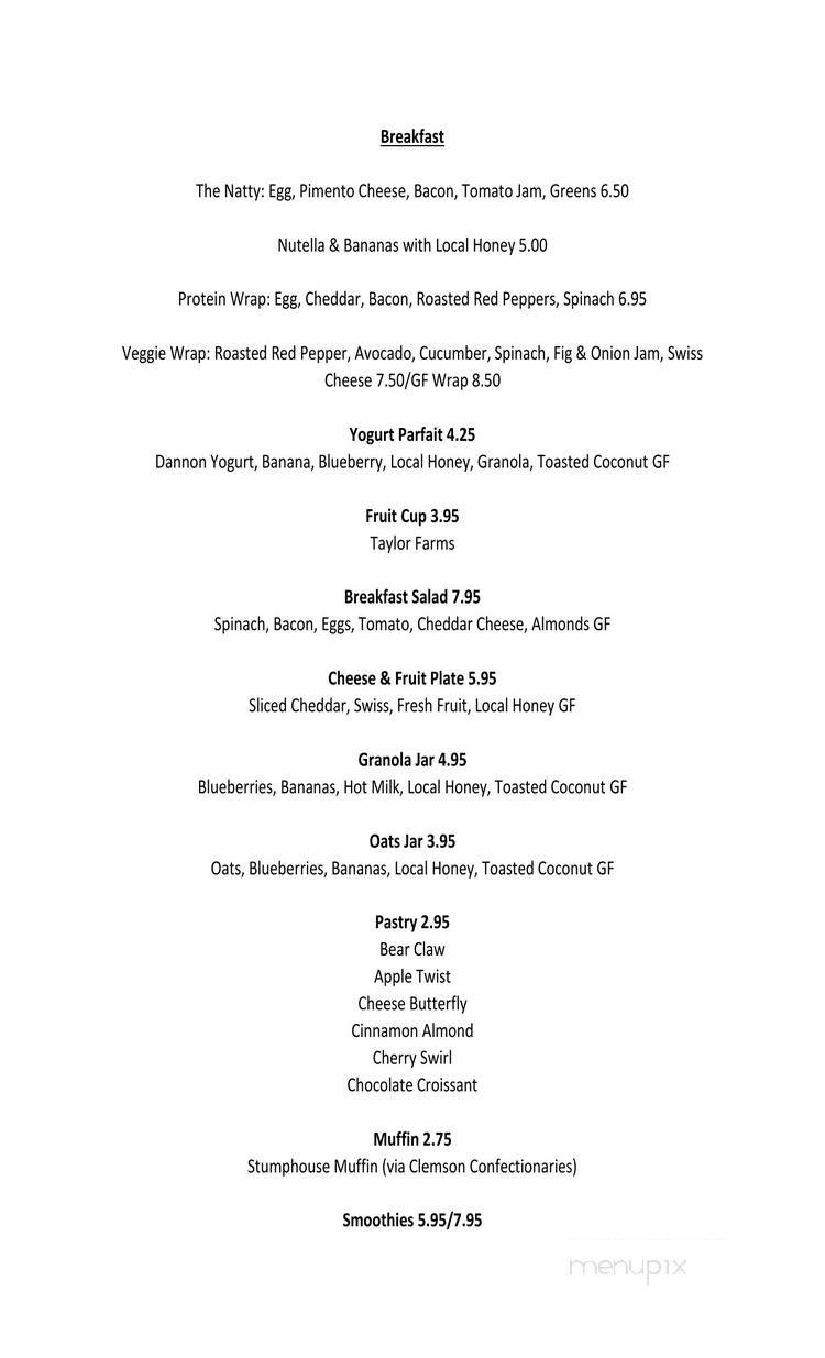 Stumphouse Cafe - Clemson, SC menu_pic