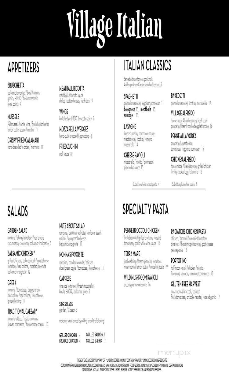 Village Italian - Cumming, GA menu_pic
