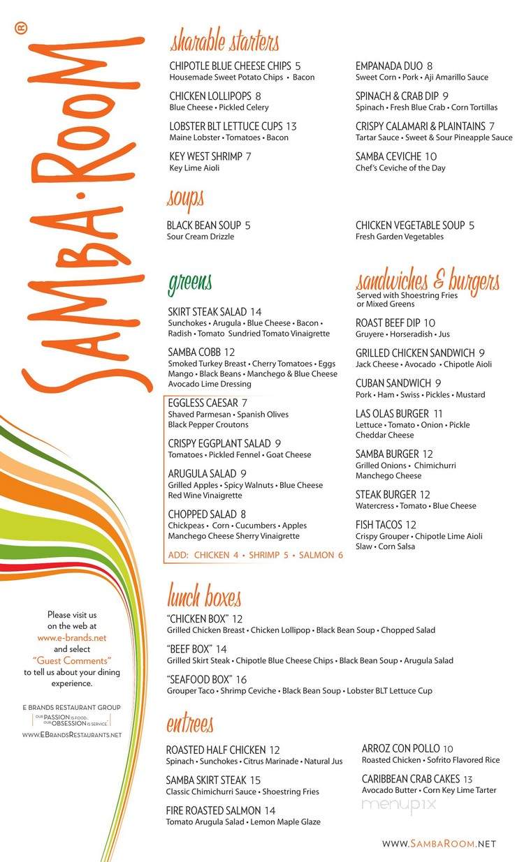 Samba Room - Fort Lauderdale, FL menu_pic