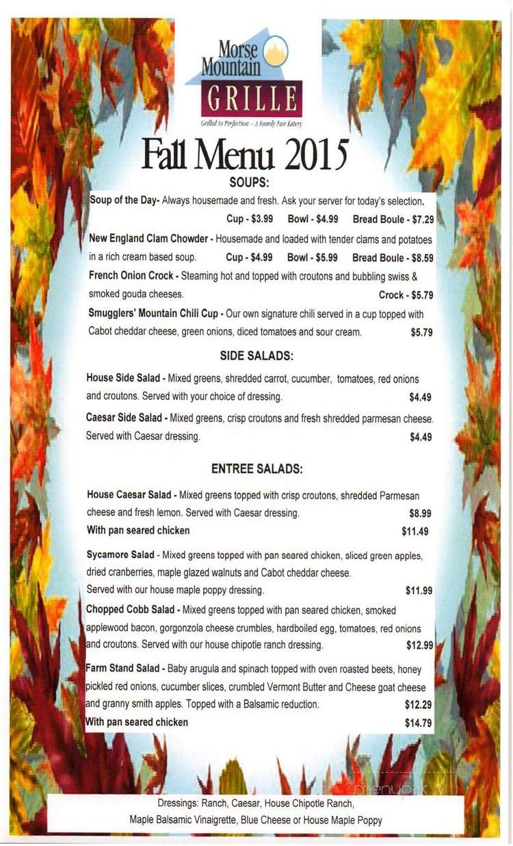 Black Bear Tavern - Smugglers Notch, VT menu_pic