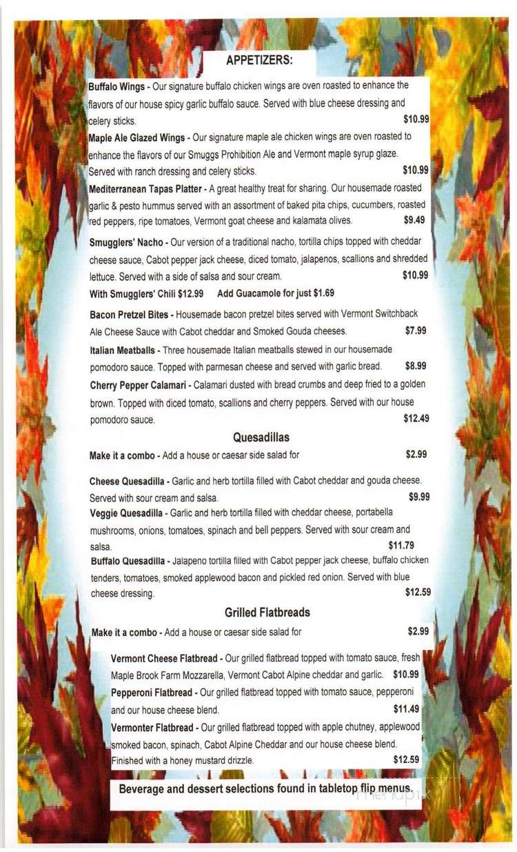 Black Bear Tavern - Smugglers Notch, VT menu_pic