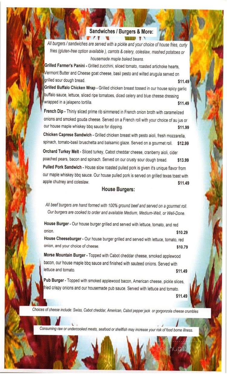 Black Bear Tavern - Smugglers Notch, VT menu_pic