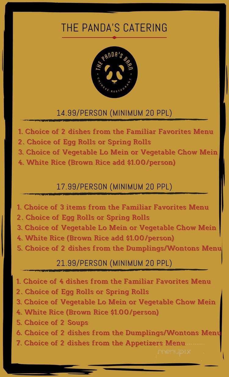 The Panda's Barn - Highland Park, NJ menu_pic