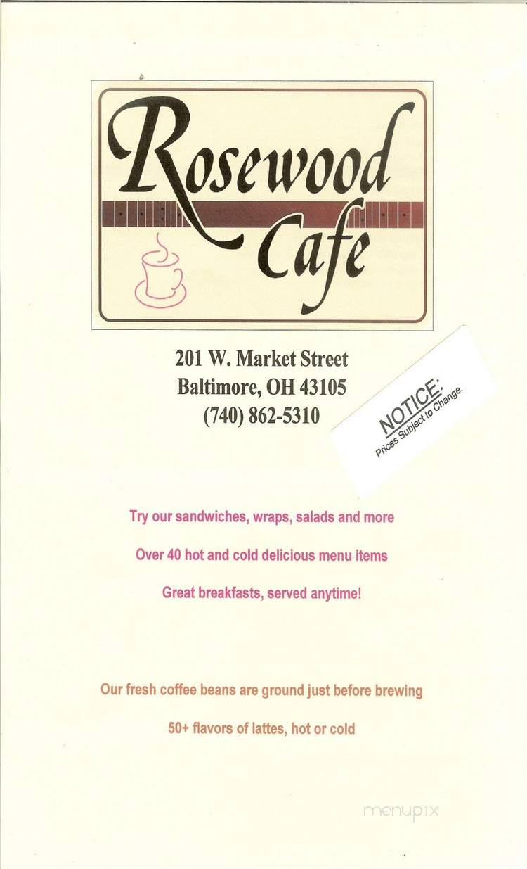 Rosewood Cafe - Baltimore, OH menu_pic