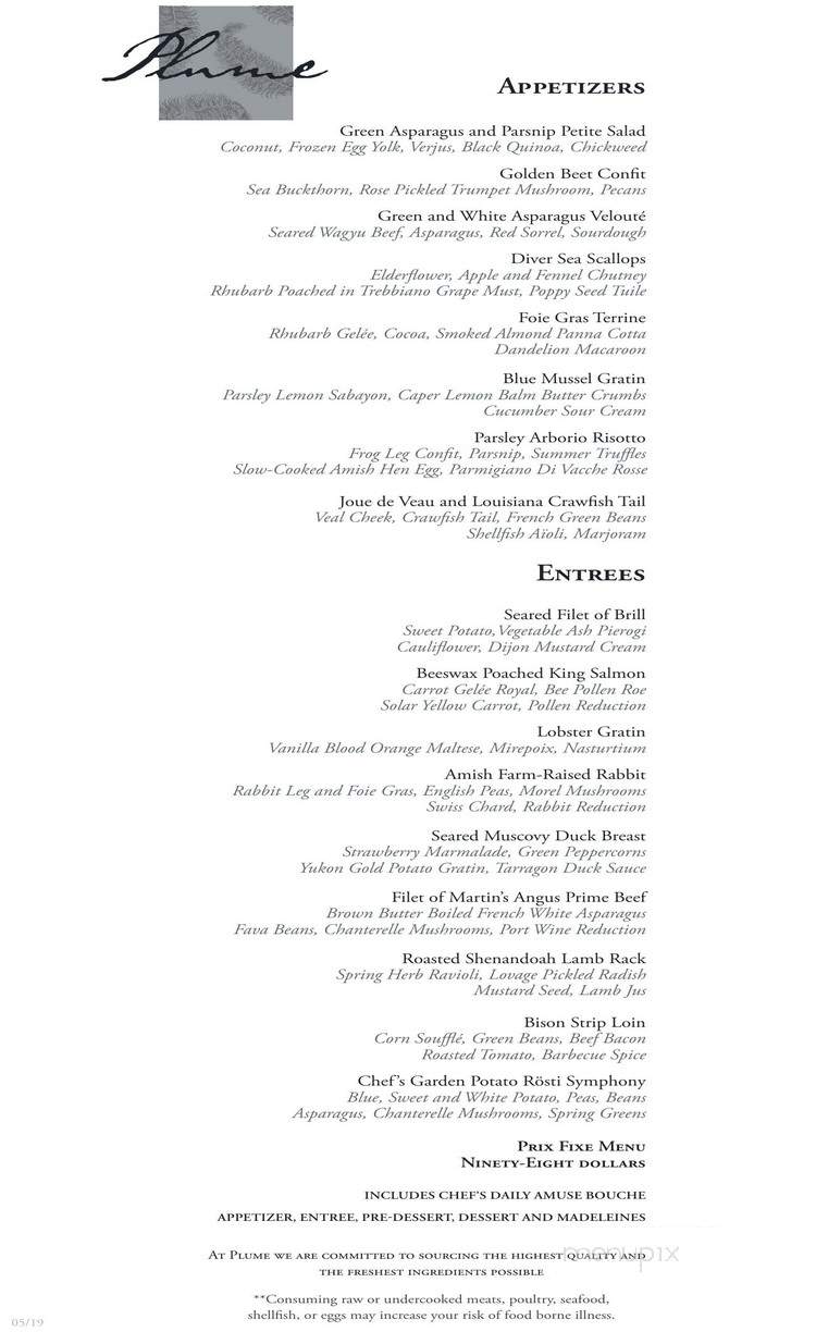 Plume - Washington, DC menu_pic