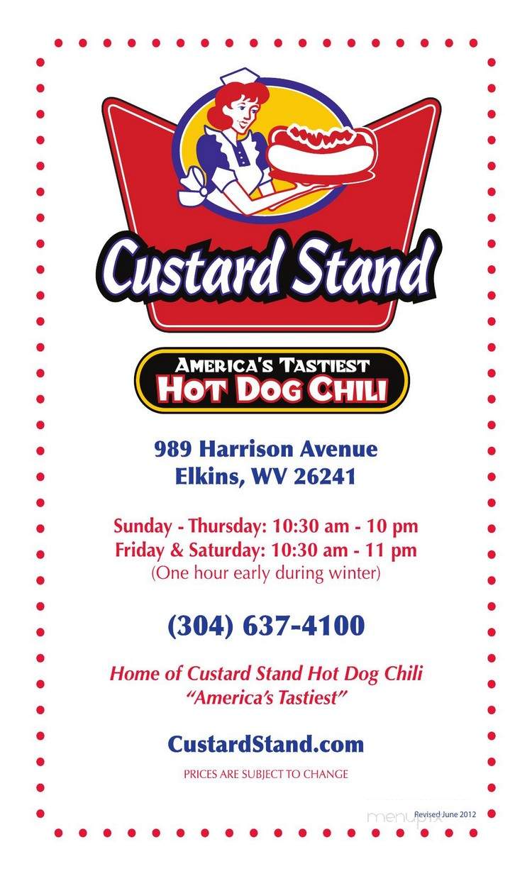 The Custard Stand - Elkins, WV menu_pic