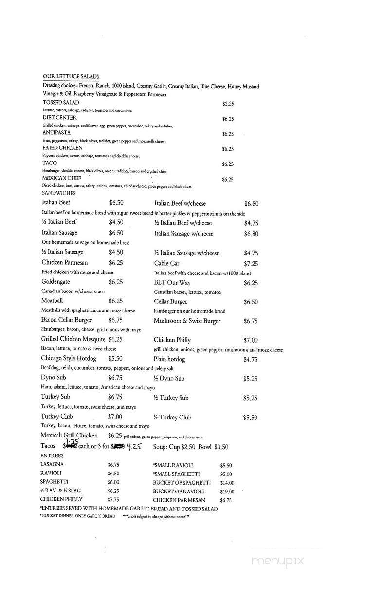 Vitale's Pizza Cellar - Princeton, IL menu_pic