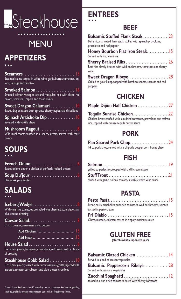 The Steakhouse - Bushkill, PA menu_pic