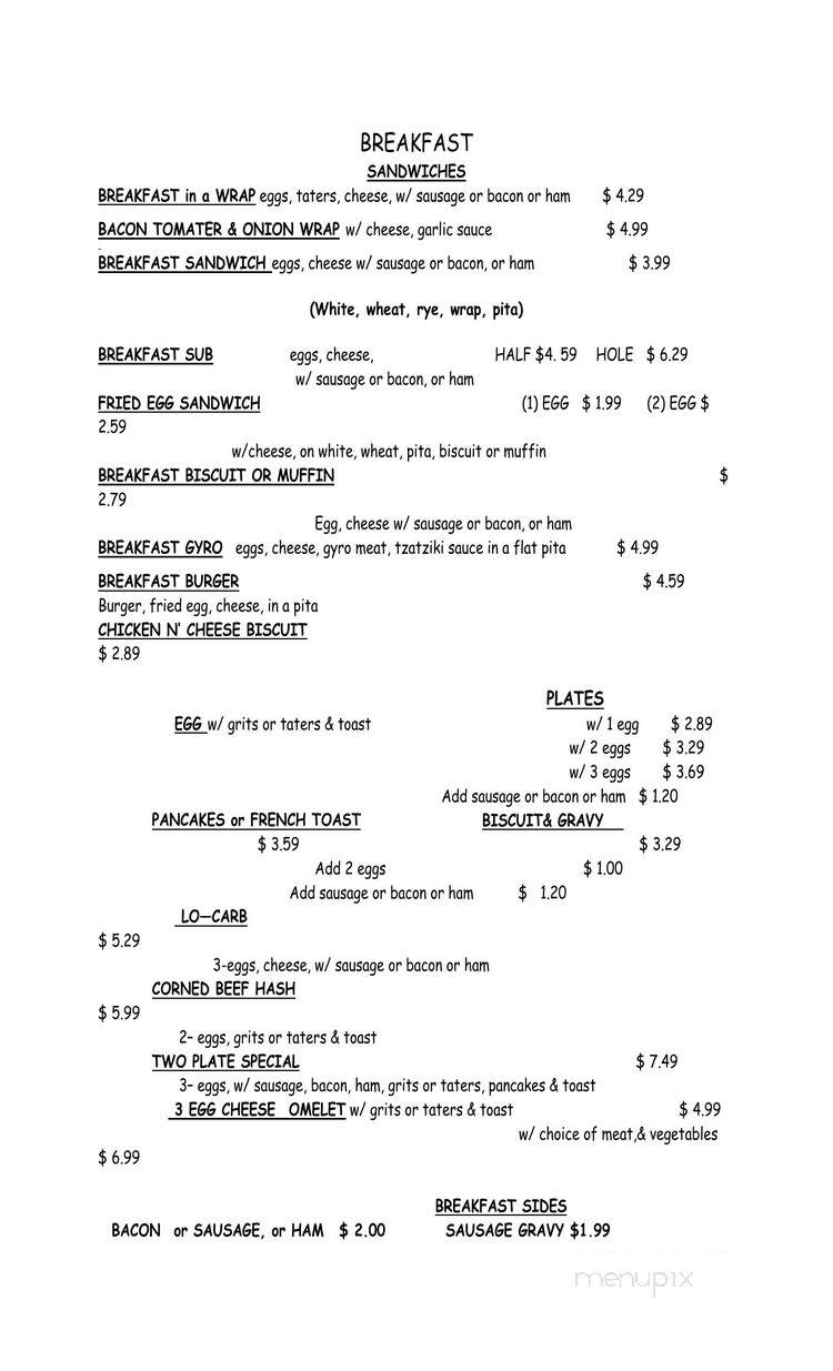 Slycers Sandwich Shop - Jacksonville, FL menu_pic