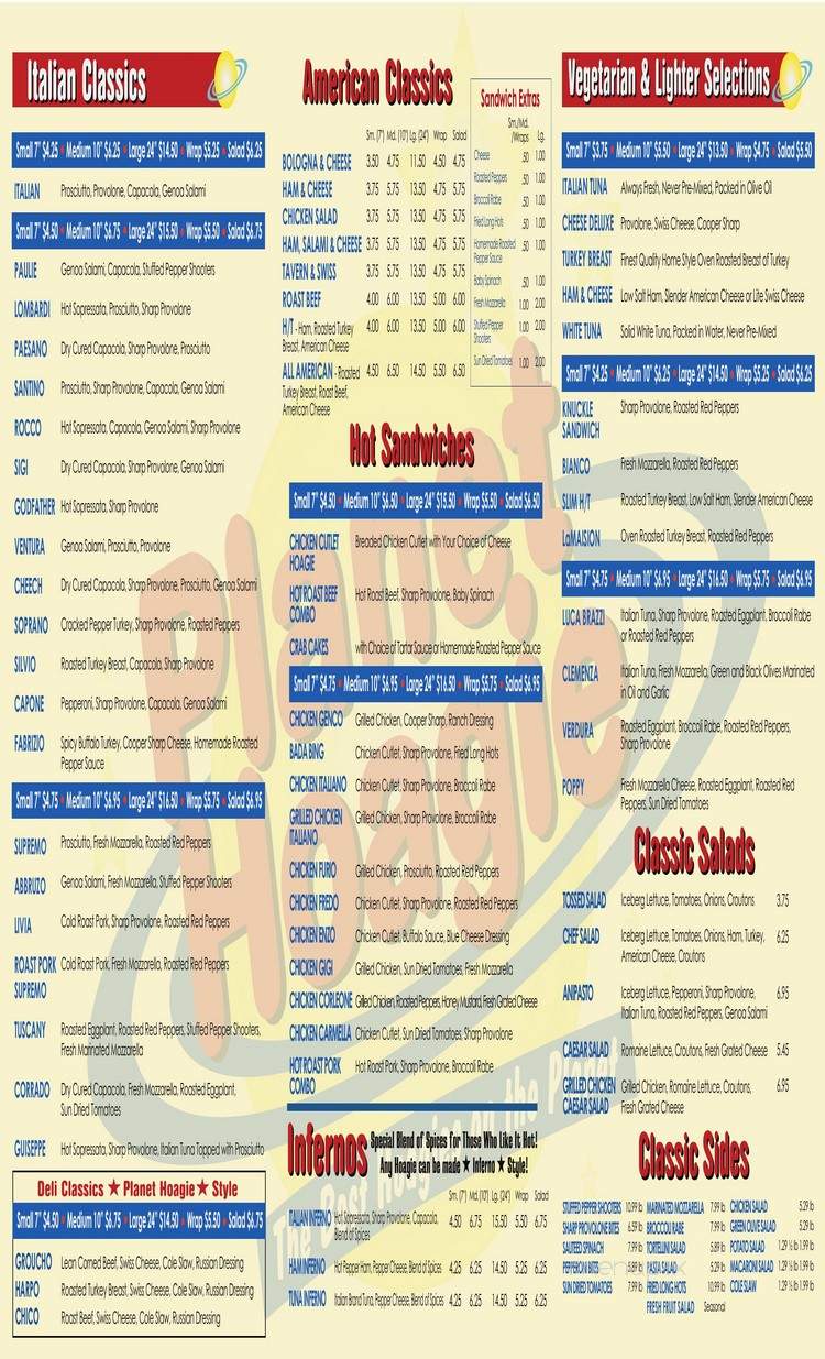Planet Hoagie - Wilmington, DE menu_pic