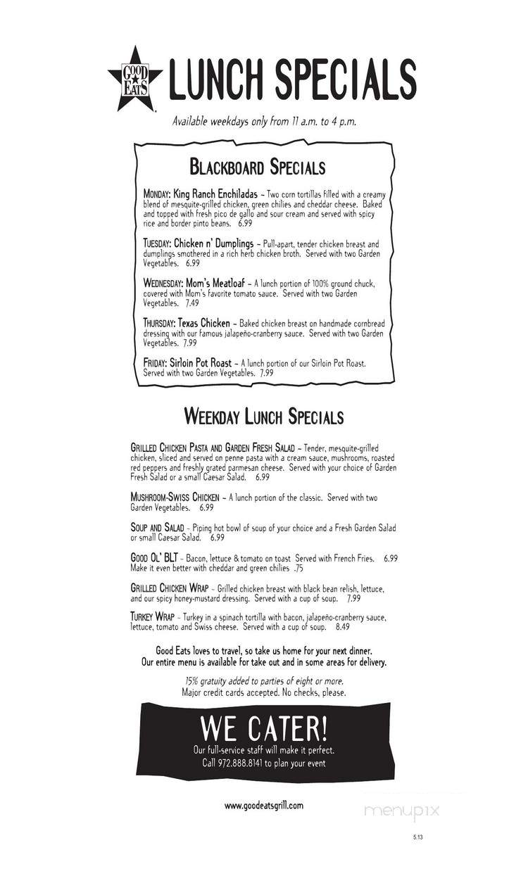 Good Eats - Farmers Branch, TX menu_pic