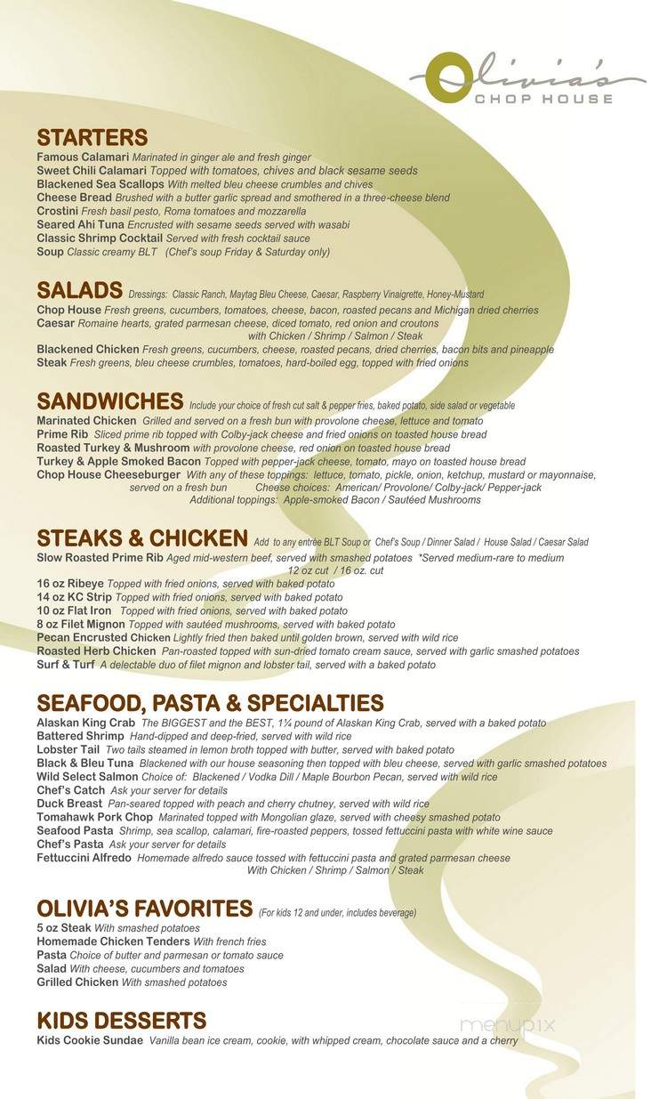 Chicago Water Grill - Jonesville, MI menu_pic