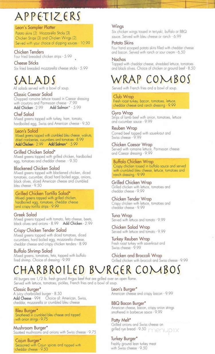 Leon's of Wixom - Wixom, MI menu_pic