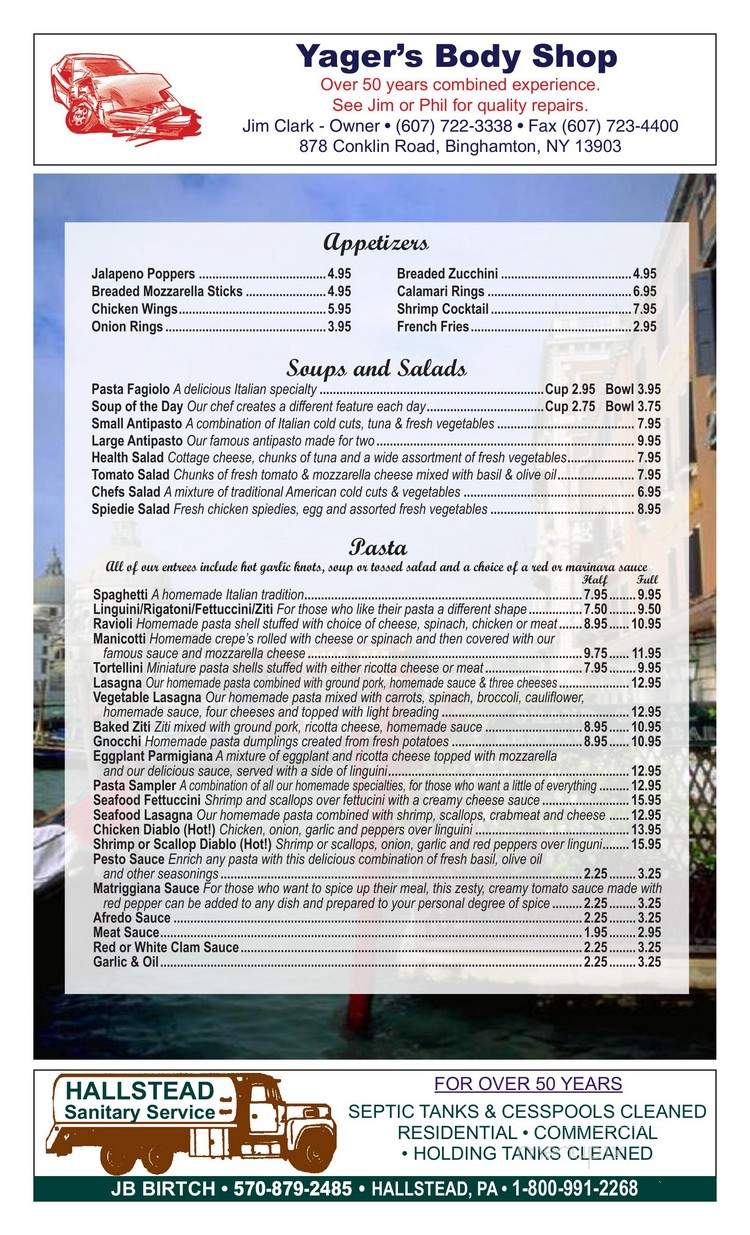 Pronto - Binghamton, NY menu_pic