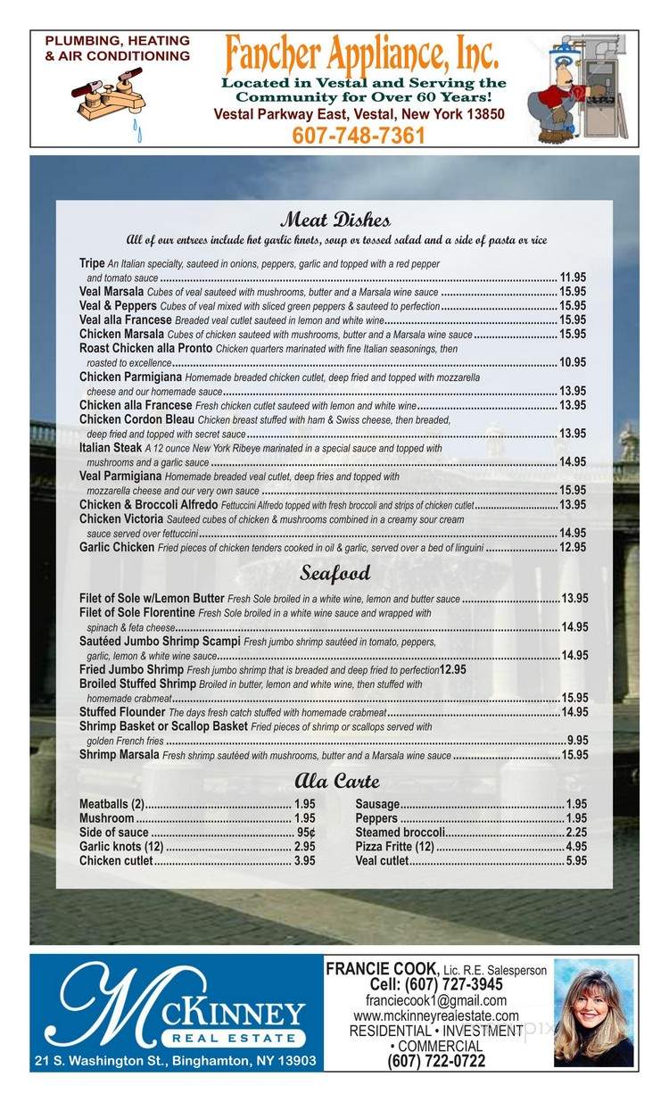 Pronto - Binghamton, NY menu_pic