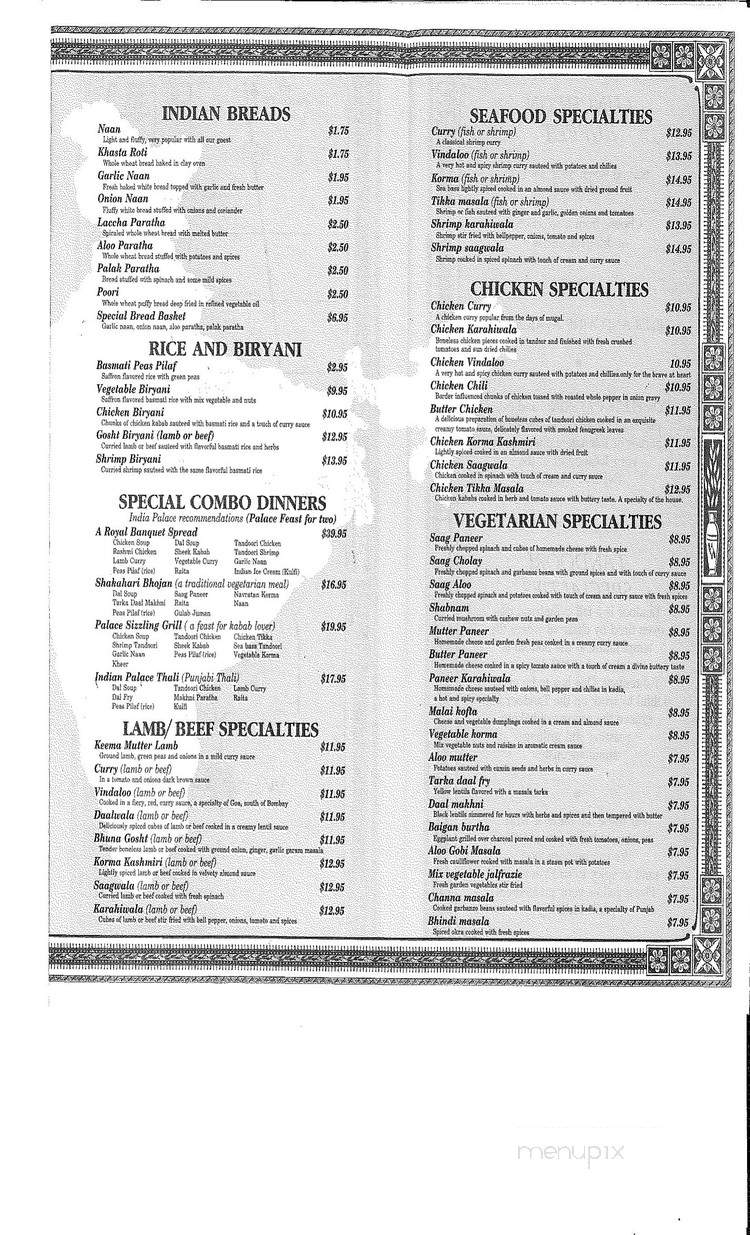 India Palace - Albuquerque, NM menu_pic