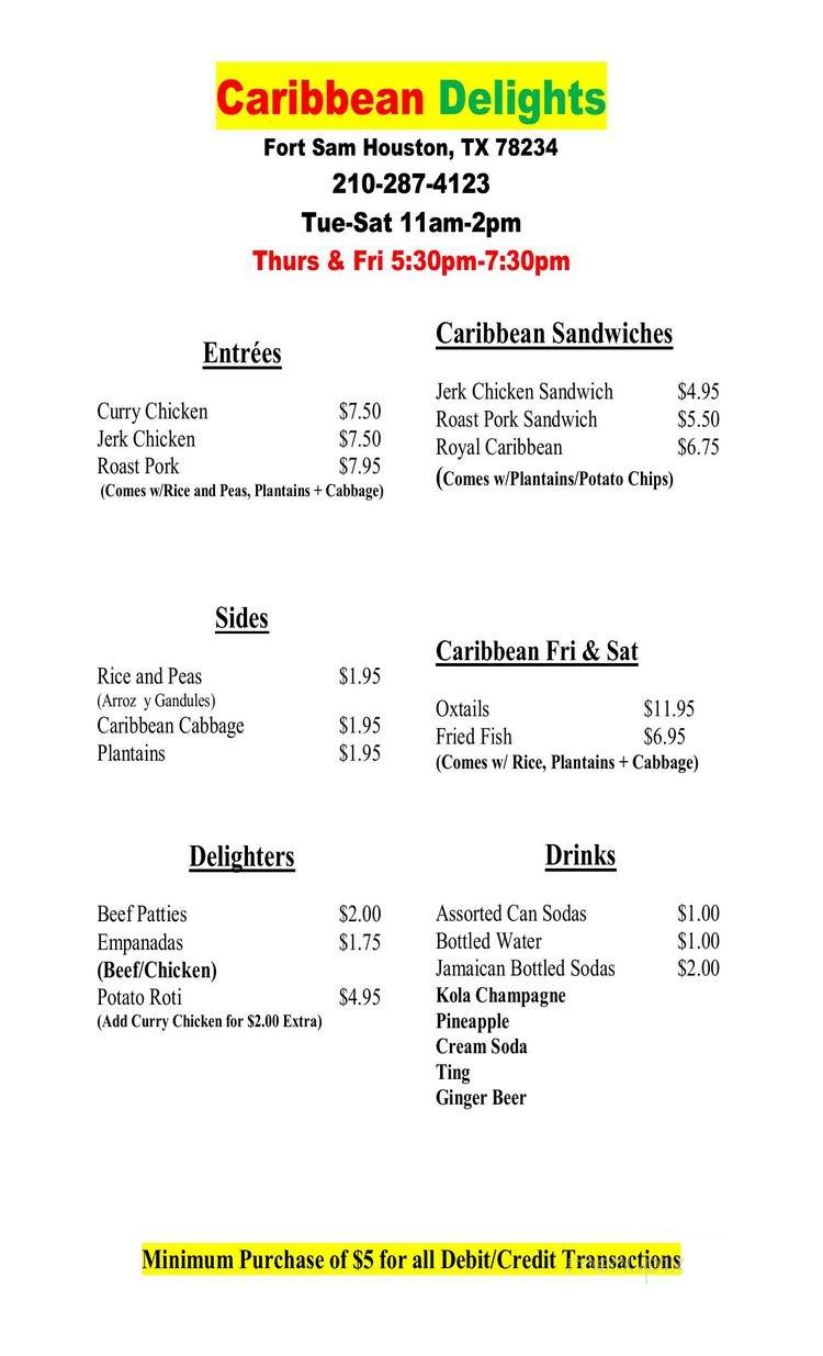 Caribbean Delights - San Antonio, TX menu_pic