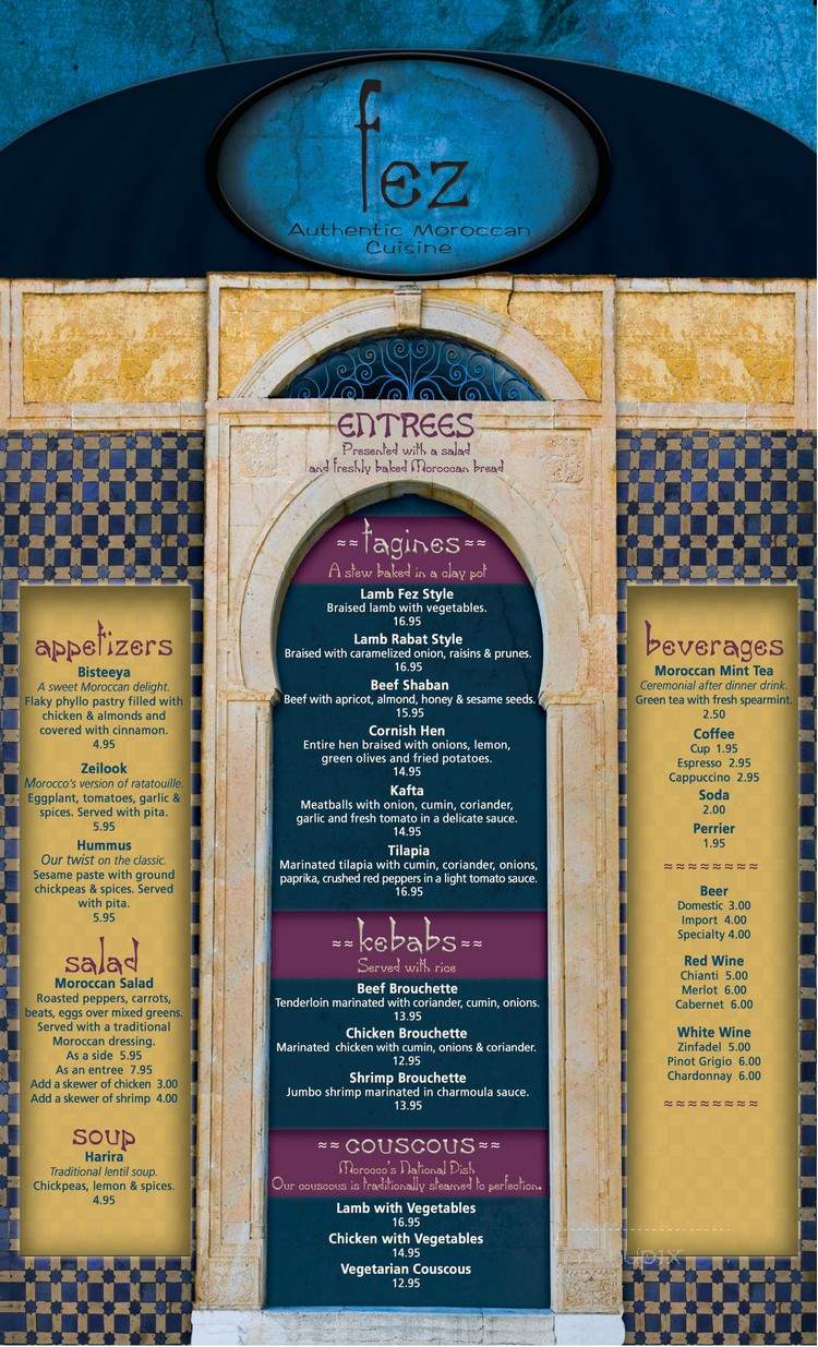 Fez Moroccan Restaurant - St Petersburg, FL menu_pic