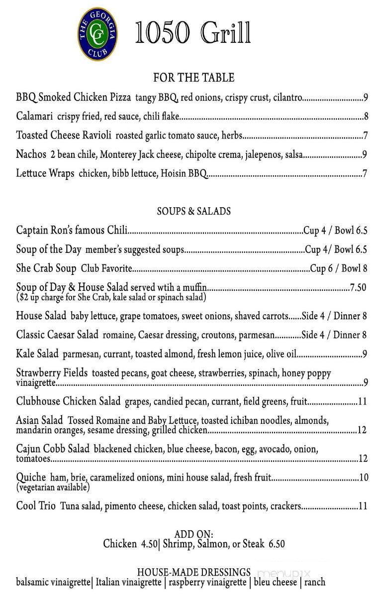 1050 Grill - Statham, GA menu_pic