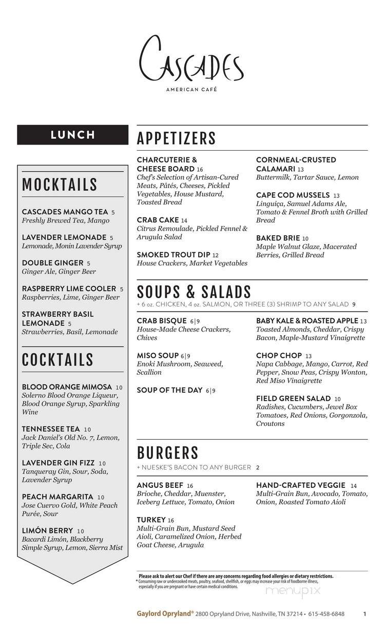 Rachel's Buffet - Nashville, TN menu_pic