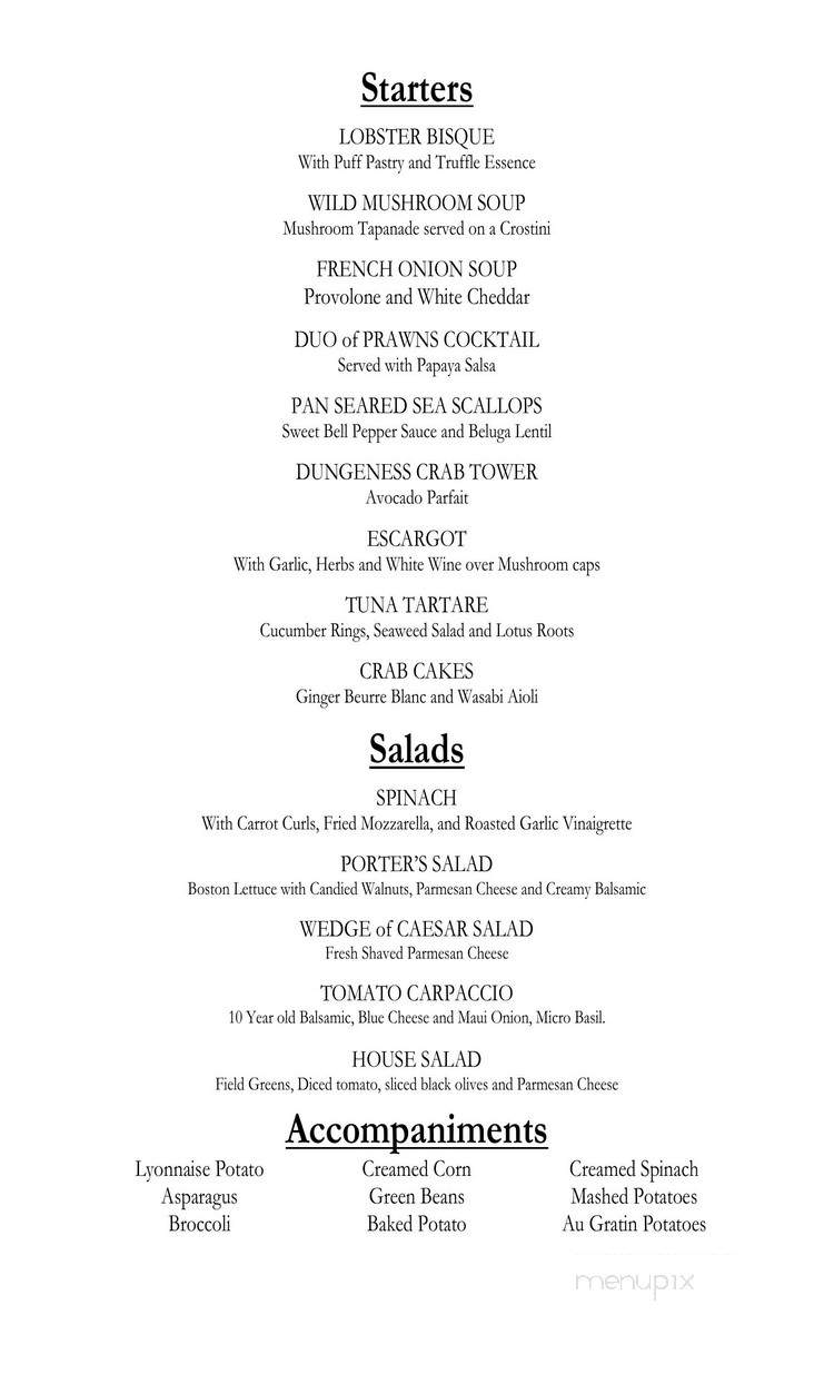 Porter's Prime Steakhouse - Doubletree Ontario - Ontario, CA menu_pic
