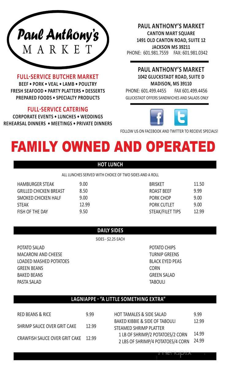 Paul Anthony's Market - Madison, MS menu_pic