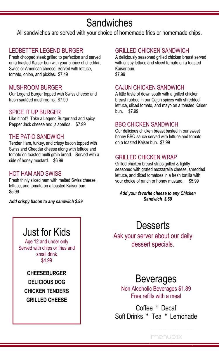 The Patio Grill at Drake Creek - Ledbetter, KY menu_pic
