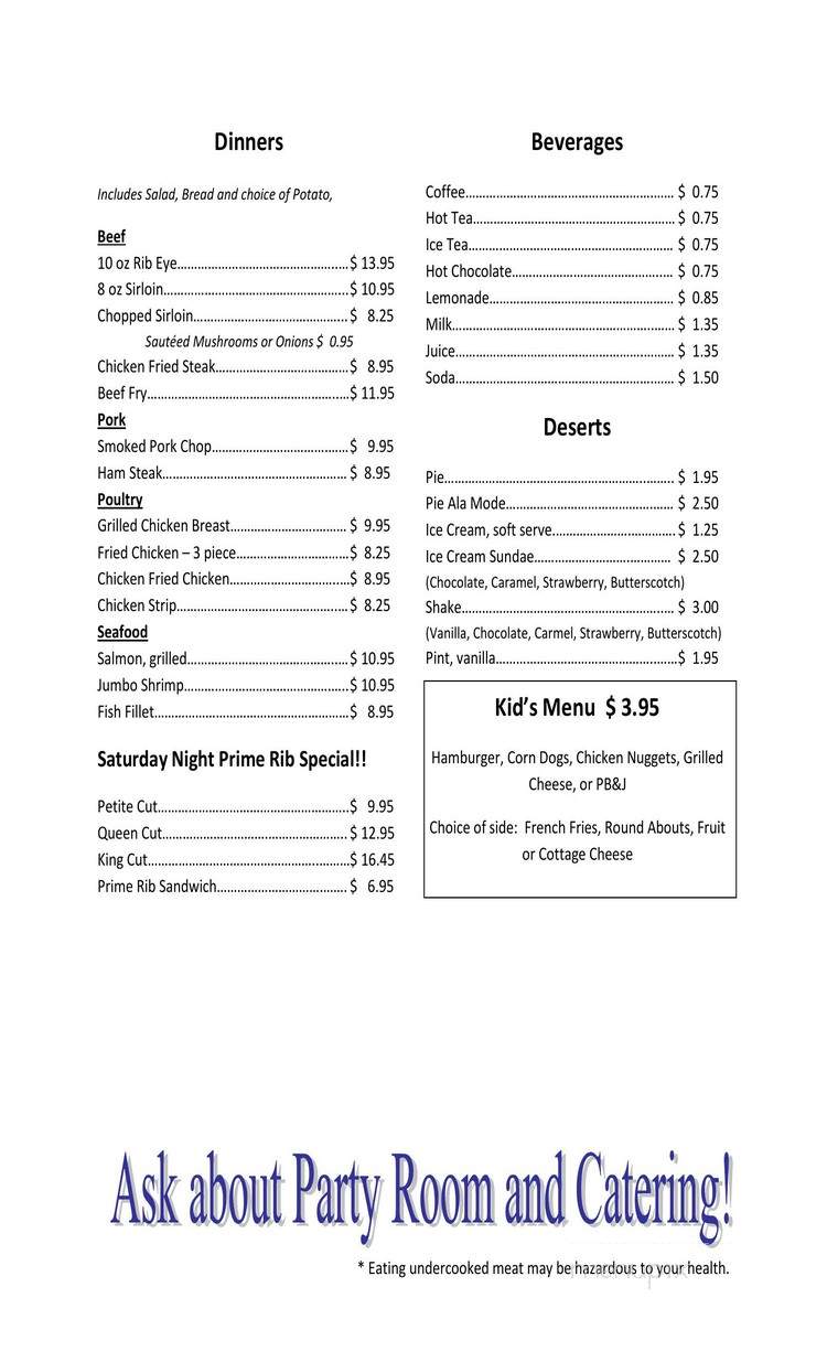 Tiger's Den - Odell, NE menu_pic