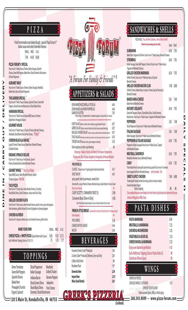 Greek's Pizzeria - Kendallville, IN menu_pic