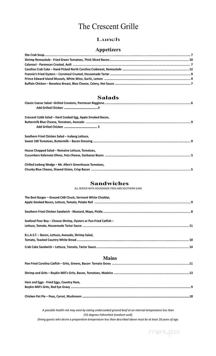 Crescent Grill - Camden, SC menu_pic