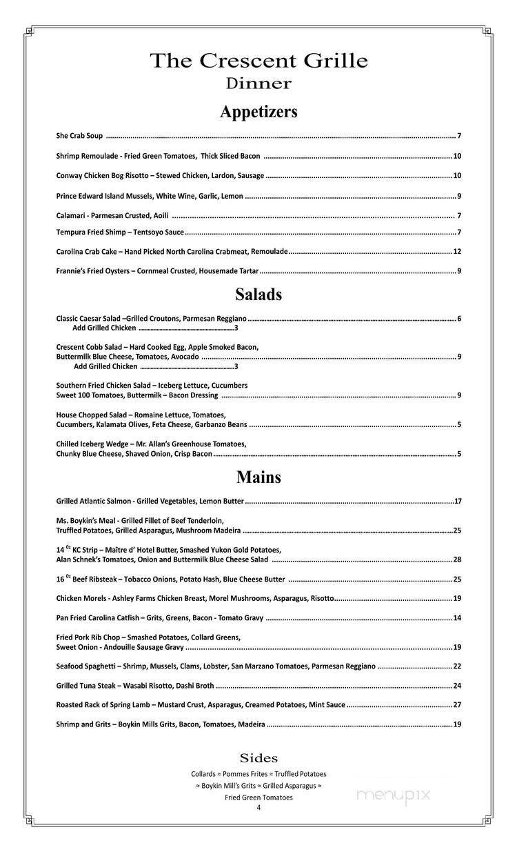 Crescent Grill - Camden, SC menu_pic